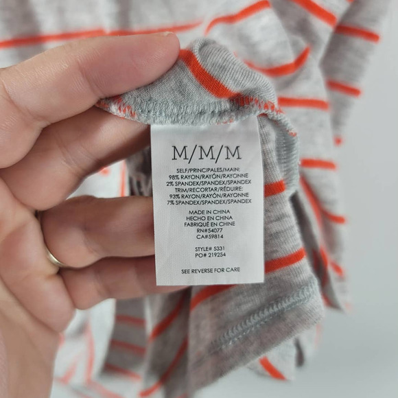 CAbi Womens Ruffle Peplum Striped Sleeveless Stretch Tank Top Gray Orange Size M - Picture 5 of 7